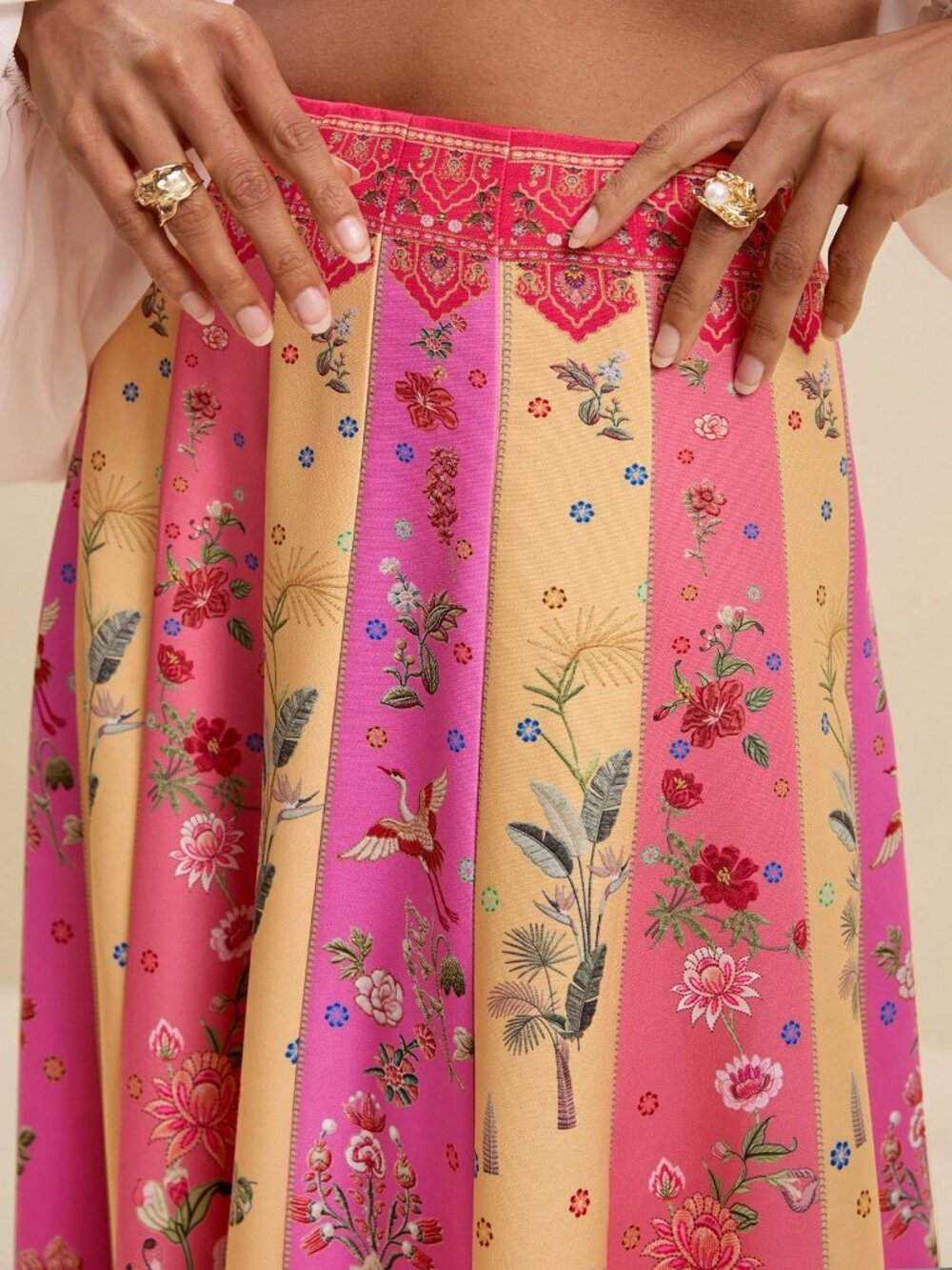 Multicolor Boho Women's Floral Print Casual A-Line Skirt - Picture 5 of 8